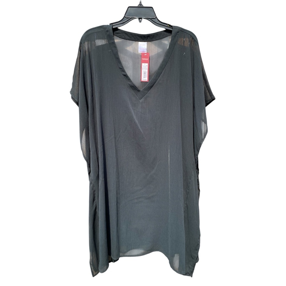 Merona Black Sheer V-Neck Top